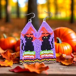 Handcrafted Hand Beaded Fringe Earrings